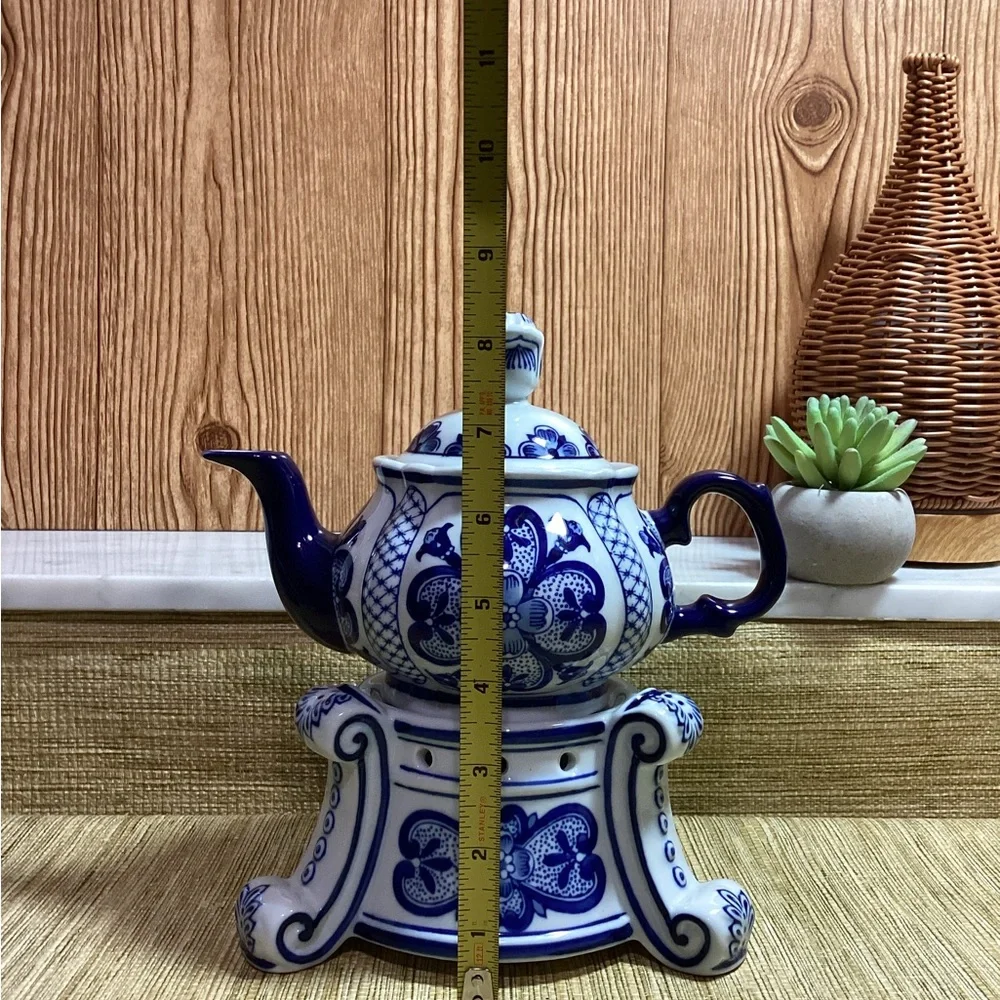 Vintage Bombay Blue and White Serveware Teapot with Warmer